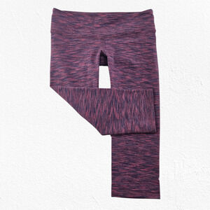 Alo Yoga Heathered Burgundy Space Dye Cropped Leggings Athleisure Size XS